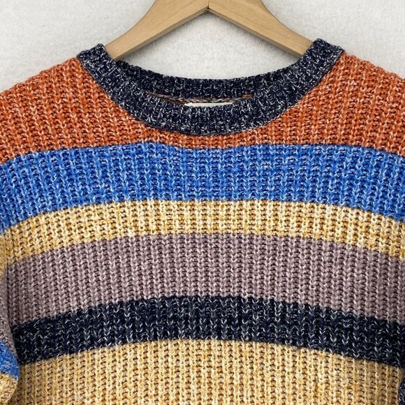 C&C CALIFORNIA Sweater L Ribbed Striped Jumper Pullover Blue Orange - Picture 4 of 12